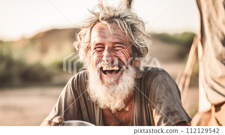 Poor, beggar, hungry smiling elderly old man from Africa, thirsty to drink water. Poor, beggar, hungry smiling elderly old man from Africa, thirsty to drink water. 112129542