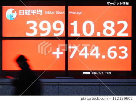 日經指數突破泡沫後高點逼近 40,000 日元 日經指數突破泡沫後高點逼近 40,000 日元 112129602