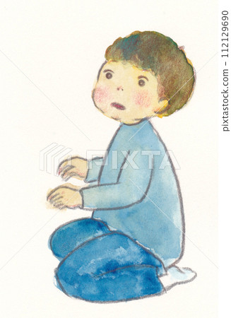 A boy who stops moving as if time has stopped 112129690