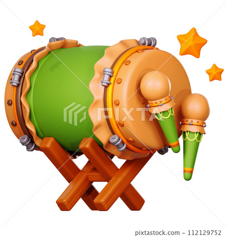 3D Bedug Drum icon on transparent background 3D Bedug Drum icon on transparent background 112129752