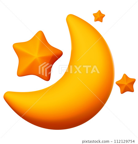 3D Crescent Moon icon on transparent background 3D Crescent Moon icon on transparent background 112129754