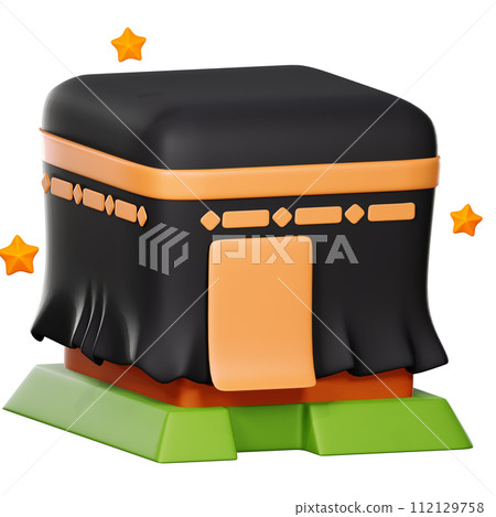 3D Kaaba icon on transparent background 112129758
