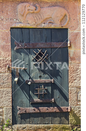 old wooden door old wooden door 112129770