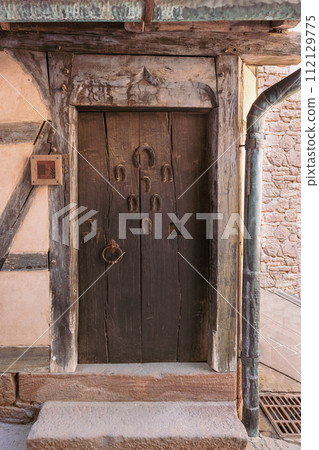 old wooden door old wooden door 112129775