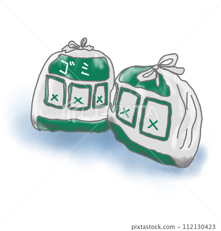 Garbage is placed in household trash bags and placed on the ground. Garbage is placed in household trash bags and placed on the ground. 112130423