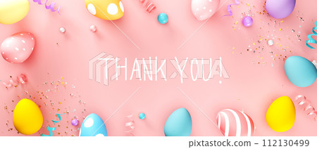 Thank you message with Easter eggs and spring pastel colors Thank you message with Easter eggs and spring pastel colors 112130499