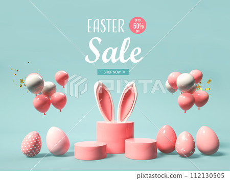 Easter sale message with rabbit ears and eggs Easter sale message with rabbit ears and eggs 112130505