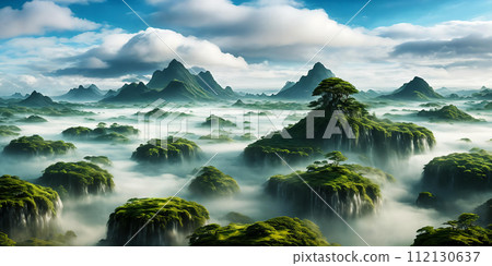 Floating Isles. Above a sea of clouds, islands drift like dreamscapes. 112130637