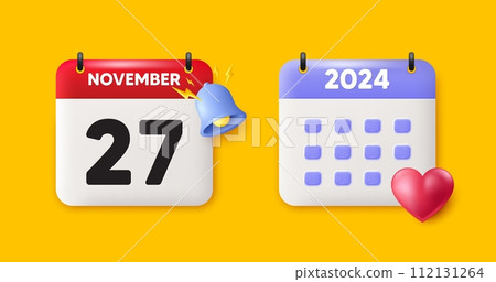 Calendar date 3d icon. 27th day of the month icon. Event schedule date. Meeting appointment time. 27th day of November month. Calendar event reminder date. Vector Calendar date 3d icon. 27th day of the month icon. Event schedule date. Meeting appointment time. 27th day of November month. Calendar event reminder date. Vector 112131264
