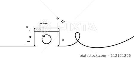 Recovery internet line icon. Continuous one line with curl. Backup data sign. Restore information symbol. Recovery internet single outline ribbon. Loop curve pattern. Vector 112131296