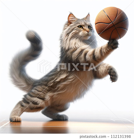 打籃球的貓 貓白色背景 照片風格 真實 AI 生成圖像 打籃球的貓 貓白色背景 照片風格 真實 AI 生成圖像 112131398