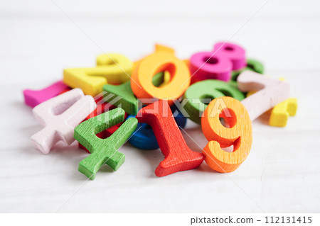 Number wood block cubes for learning Mathematic, education math concept. 112131415
