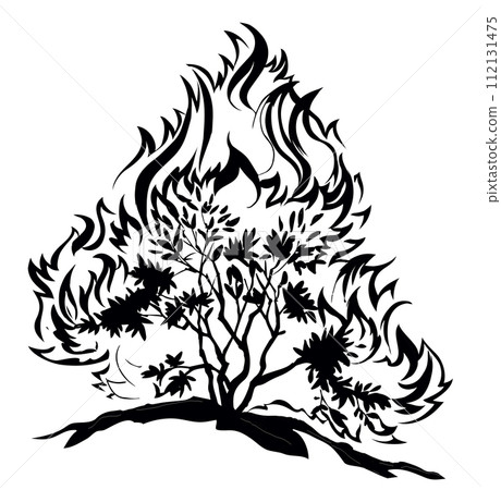 Burning bush. Vector drawing icon Burning bush. Vector drawing icon 112131475
