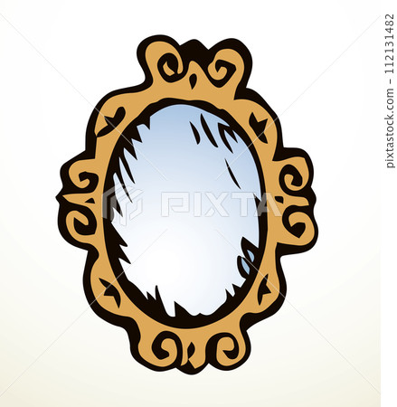 Framed mirror. Vector drawing icon 112131482