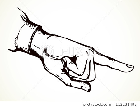 Finger pointing to an object. Vector drawing 112131493