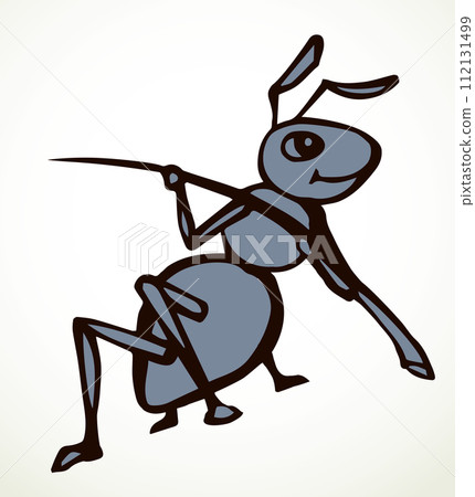The ant is pulling a needle. Vector drawing 112131499