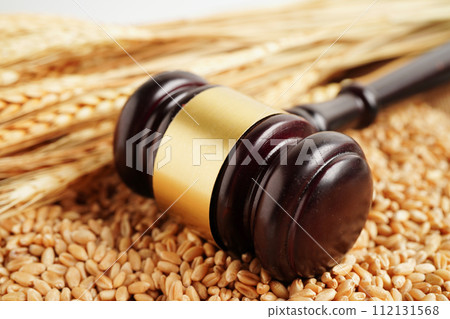 Wheat and grains ears agricultural, organic farm concept. 112131568