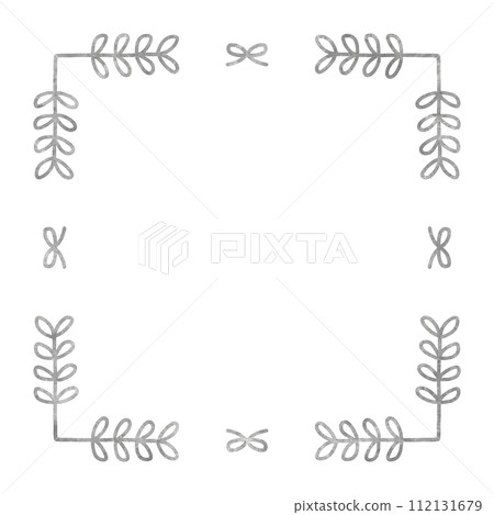 單色水彩葉方形框架 112131679