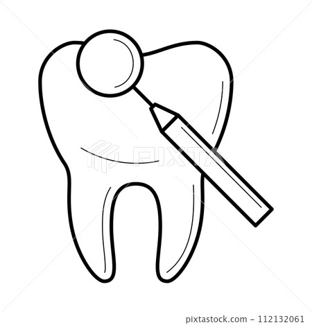 Tooth and dental mirror icon, vector illustration 112132061