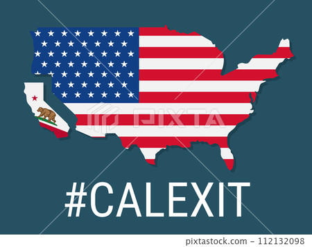 Hashtag Calexit on USA flag. 112132098