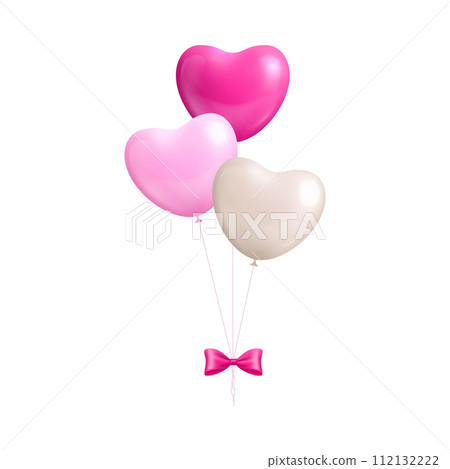 Bundle balloons form hearts bow isolated Bundle balloons form hearts bow isolated 112132222
