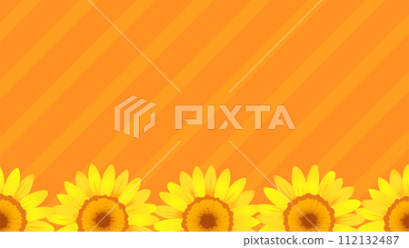 Orange striped background wallpaper with large sunflowers 112132487