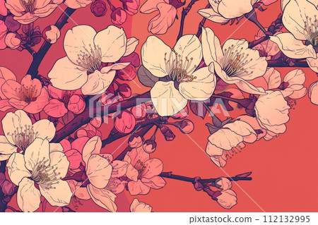 [AI生成圖像/AI插圖]櫻花的插圖 112132995