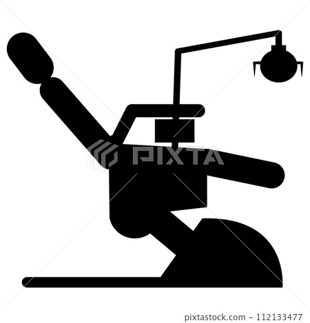 Dental chair icon. Dental care equipment sign. Sitting in dentist chair symbol. flat style. Dental chair icon. Dental care equipment sign. Sitting in dentist chair symbol. flat style. 112133477