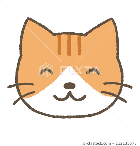 simple brown and white cat illustration 112133573