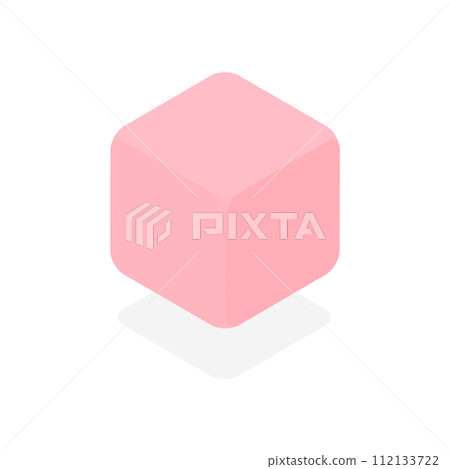 漂浮的粉紅色圓形立方體-可愛的等距設計立方體形狀材料 112133722