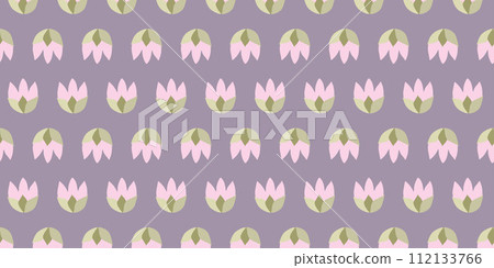 Seamless pattern with Flat cute Pink tulips Heads. Vector Endless Background, Easter Spring design, Valentine Day, March 8, Women Day, Greeting card, Fabric, Announcement, Poster, Textile, Background Seamless pattern with Flat cute Pink tulips Heads. Vector Endless Background, Easter Spring design, Valentine Day, March 8, Women Day, Greeting card, Fabric, Announcement, Poster, Textile, Background 112133766