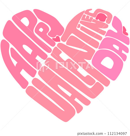 Heart Shape Valentines Day Hand Drawn Lettering, Happy 112134097