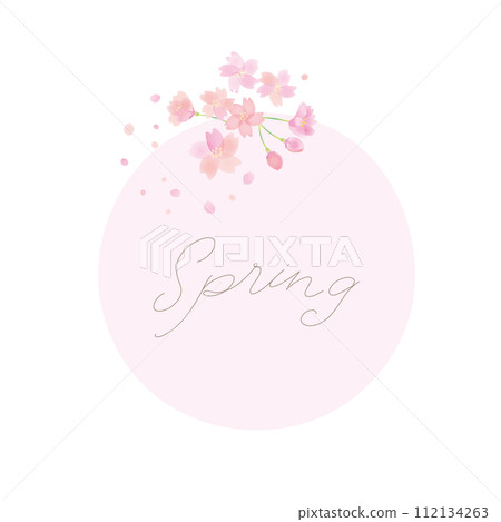 櫻花框架插圖圓形與訊息 112134263