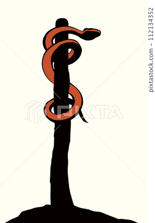 The serpent on the pole. Vector drawing 112134352