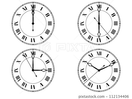 Antique clock illustration set 112134406