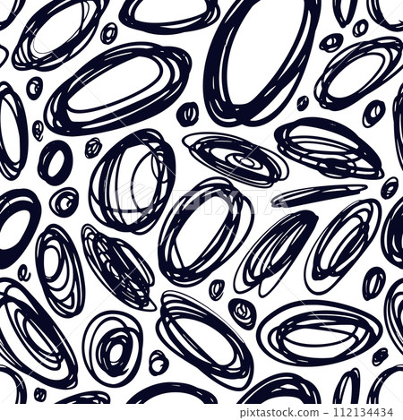 Hand Drawn Sketch Doodle Circles Lines Seamless Pattern Hand Drawn Sketch Doodle Circles Lines Seamless Pattern 112134434