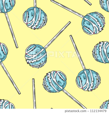 Cake Pops Hand Drawn Sketch Colorful Seamless Pattern Cake Pops Hand Drawn Sketch Colorful Seamless Pattern 112134479