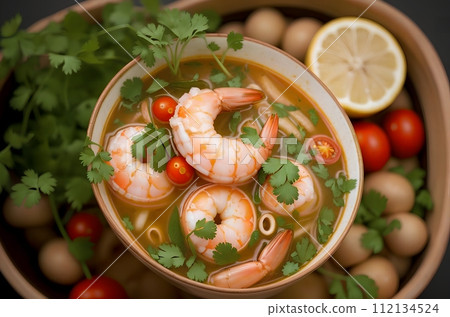 Spicy French soup with seafood 112134524