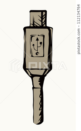 Cord for charging the phone. Vector drawing 112134764
