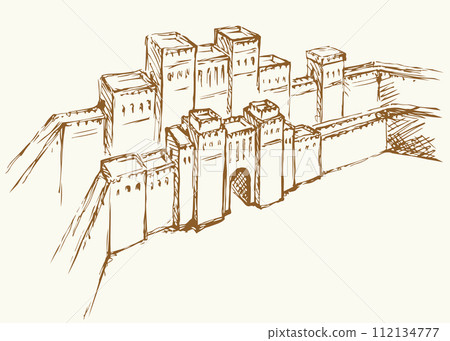Babylonian Gate. Vector drawing scene Babylonian Gate. Vector drawing scene 112134777