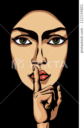 The finger shows quietly. Vector drawing The finger shows quietly. Vector drawing 112134801