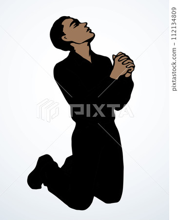 Vector image of the praying person Vector image of the praying person 112134809