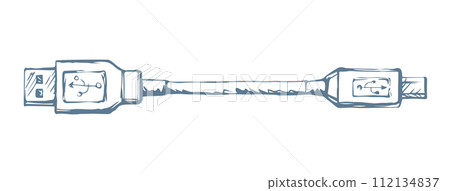 Cord for charging the phone. Vector drawing 112134837