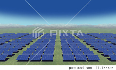 太陽能板太陽能發電可再生清潔能源CG 3D插圖 112136386