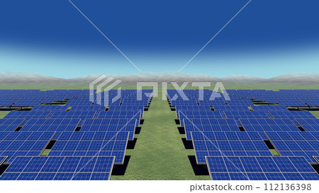 Solar panel Solar power generation Renewable clean energy CG 3D illustration 112136398