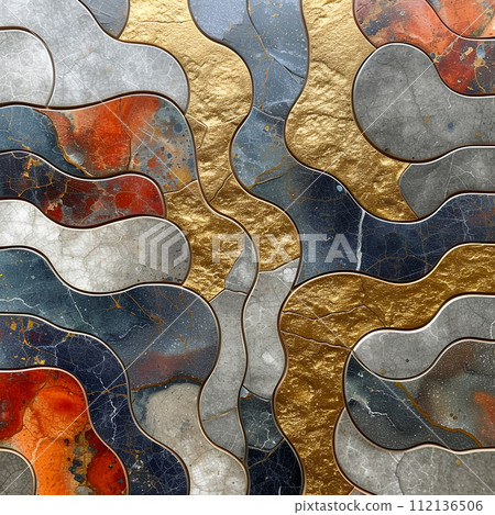 AI-generated content. Abstract Wavy Pattern Wall Decor With Metallic Accents 112136506