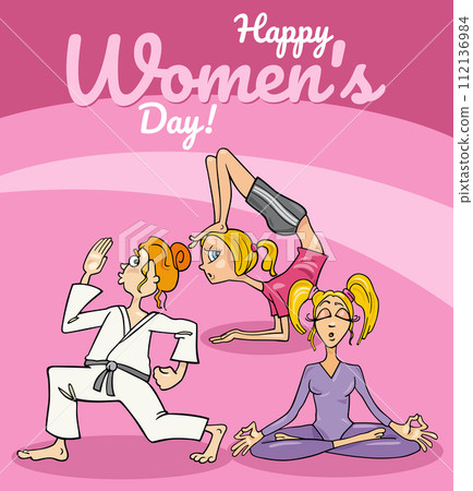 Women's Day design with funny cartoon women characters 112136984