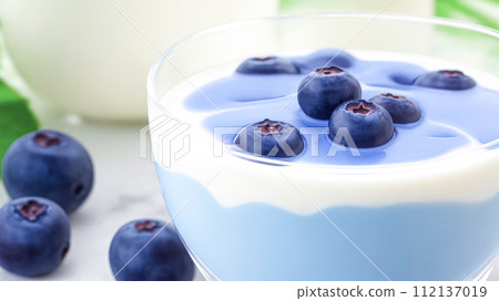 Delicious bowl of Yogurt topped with fresh Blueberries, on white. Greek yogurt with blueberry Delicious bowl of Yogurt topped with fresh Blueberries, on white. Greek yogurt with blueberry 112137019