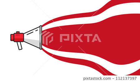 Advertisement banner with copy space. Hand holding megaphone. 112137397