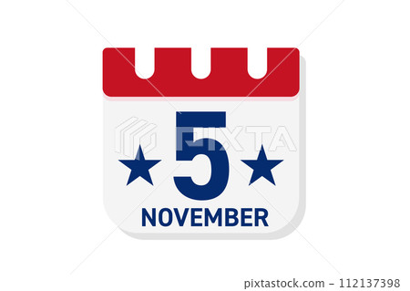 Elections reminder icon. Tear-off calendar with american star symbol. Elections reminder icon. Tear-off calendar with american star symbol. 112137398